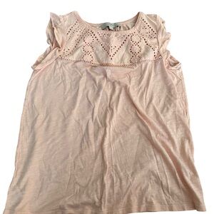 LOFT Pale Pink Eyelet Yoke Tank Top